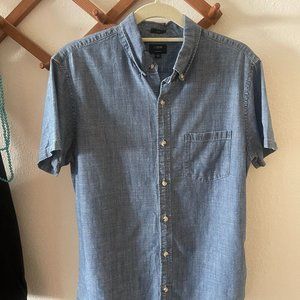 J Crew Chambray Short Sleeve Button Up